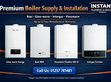 Premium boiler supply and installation services featuring Baxi, Glow-worm, Intergas, and Viessmann models.