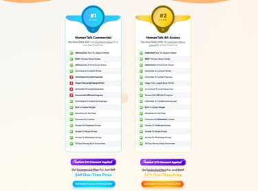 An image showing the two pricing options side-by-side, highlighting "One-Time Price!" on both