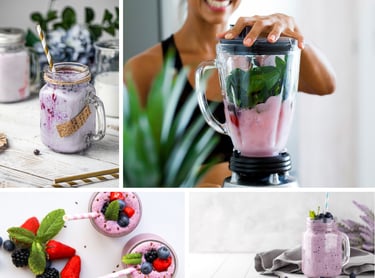 mulher preparando un smoothie de frutas e folhas para ajudar a imunidade