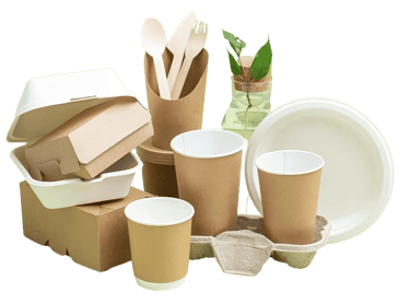a bunch of paper cups and paper plates