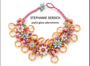 glass necklace by Stephanie Sersich at Markings Gallery in Bath, Maine