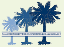 Palmetto Society for Human Resource Management logo featuring three blue palm trees.
