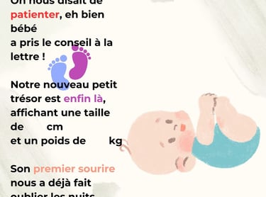 faire-part de naissance humoristique bebe tardif