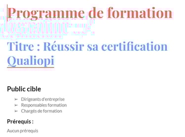 modèle de présentation d'un programme de formation