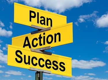 a sign that says plan action success