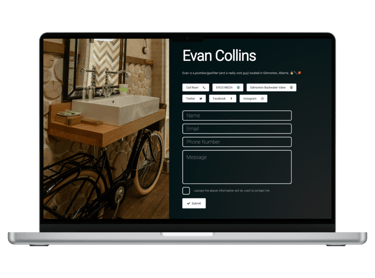 a laptop depicting a personal business website