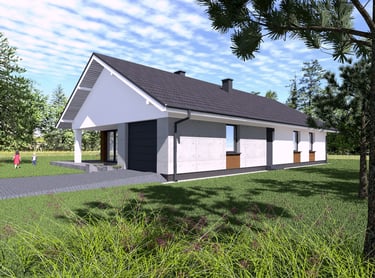 Dom parterowy z wjazdem od południa- Rogowo