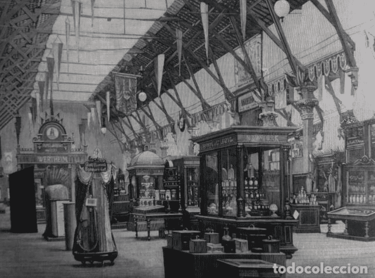 Gabado antiguo del Interior del Pabellón Alemán de Exposición Universal de Barcelona 1888