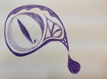 ink doodle Eagle Eye drop tear bird sharp water blue ball point drawing