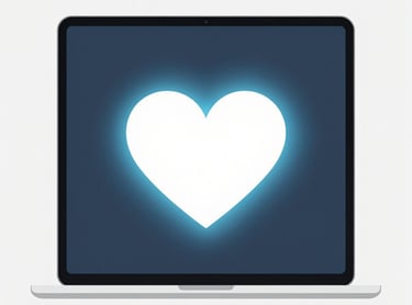 A heart icon on a laptop screen representing online letter connection. Pisma iz srca