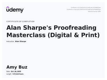 Proofreading Masterclass Certificate