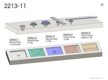 3D Foundation & New views of Revit Family 2213-11 drains (circle, square, & trench).