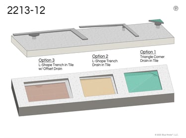 3D Foundation & New views of Revit Family 2213-12 corner drains (triangle, & L-shape trench).