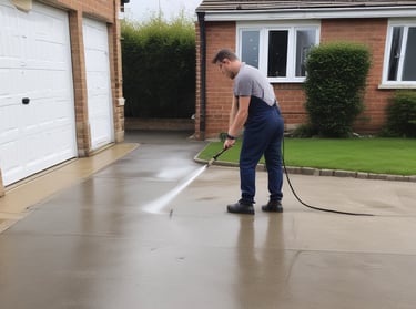 man pressure washing 