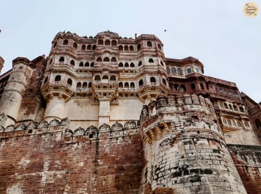Mehrangarh Fort Jodhpur facade, filming location for The Dark Knight Rises movie scene.