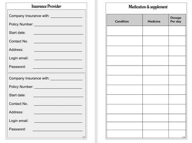 Health Journal Page - Insurance and Medication