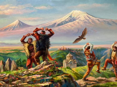 Mount Ararat painting by Meruzhan Khachatryan inspired by Armenian heritage and landscapes
