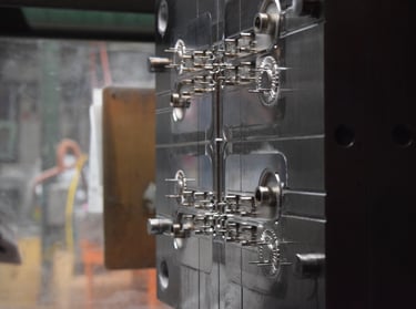 interior view of a mold for injection molding plastic