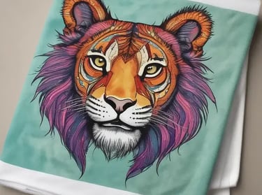 a teal - colored tiger head with a tiger head