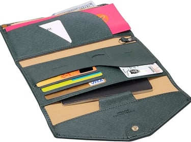 a wallet with a credit card holder and credit card