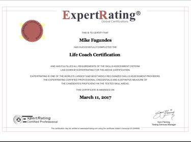 Mike Fagundes Life Coaching Cert 2017