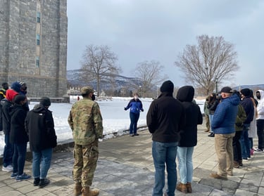 Dr. Hooton discussing Civil War memory and Black history at Honor Plaza, near Library, West Point