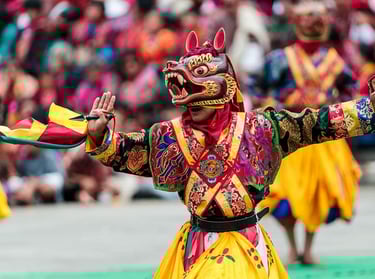 Dancer_potraying_meaningful_hand_gestures_during_annual_religious_masked_dance_festival_in_Thimphu