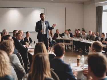 An open laptop with documents and a coffee cup on a desk.