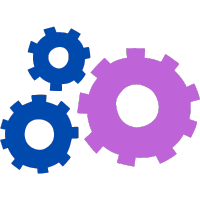 a group of three different colored gearsets