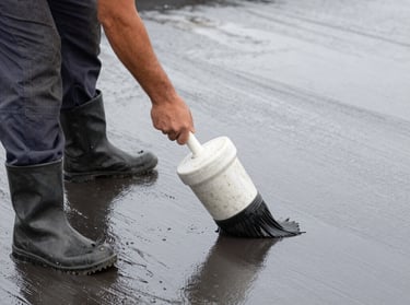 Construction tools and materials neatly stacked at a building site.