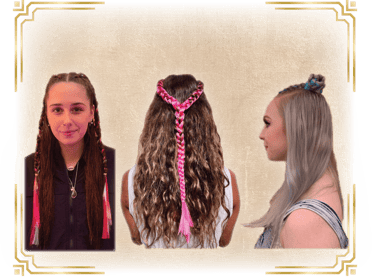 3 women with two on top braids