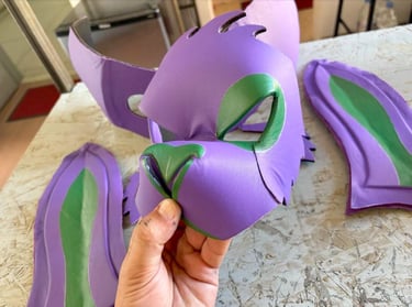 constructing a lavender leather dog mask