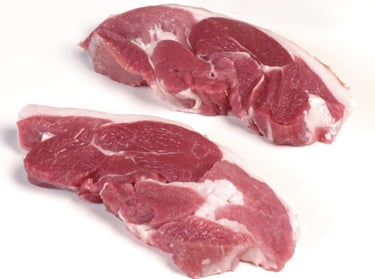 2 Raw lamb chump steaks