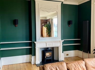 Interior painting and decorating in a Brighton period property with fireplace and detailed finishes
