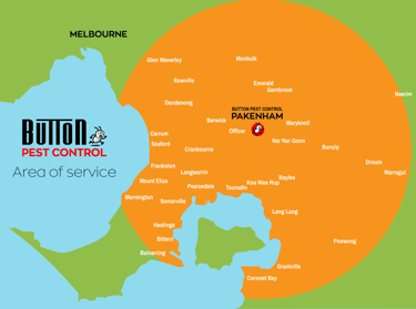 Button Pest Control Pakenham area of service map