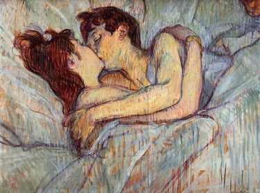 Au lit: le baiser by Henri de Toulouse-Lautrec, 1892