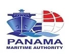 Official Panama Maritime Authority logo featuring a blue cargo ship, waves, and a red and white globe icon.