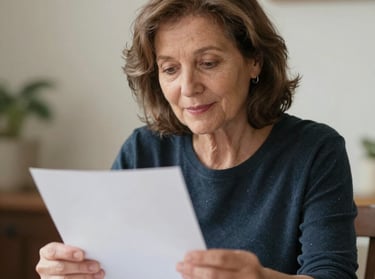 A smiling midlle aged woman reading a letter, Pisma iz srca