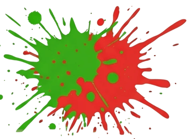 Tache de peinture splash vert et rouge indiquant la Zone 1 : Bordeaux agglomération et sud gironde  