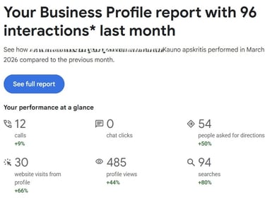 Mėnesinė Google business Profile ataskaite