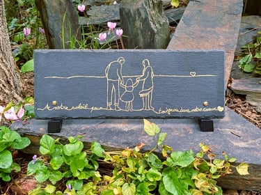 plaque funéraire en ardoise gravure or personnalisable