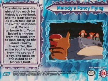31 Melody's Fancy Flying Topps Pokémon The Movie 2000 back
