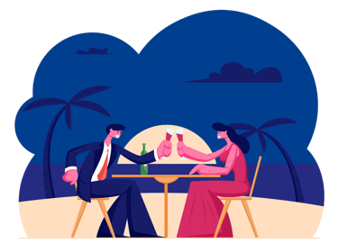Dine under the stars, in-room, or on the beach