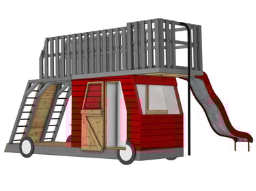 Plan cabane en bois en forme de camion de pompier