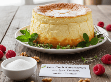 Low Carb Käsekuchen mit Mandelmehl und Erythrit, gesunde Alternative mit weniger Zucker und Kalorien