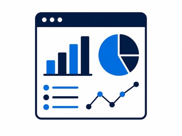 Reporting dashboards showing business performance and operations