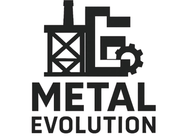 a metal and metal gear with the words metal evolution
