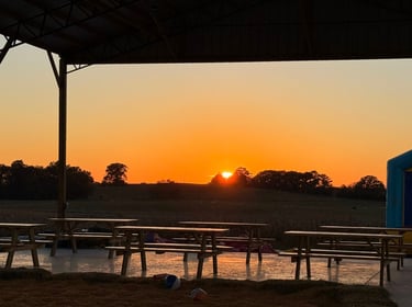 Sunset over picnic tables at Walker Ranch