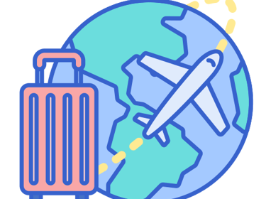 Globe and suitcase icon
