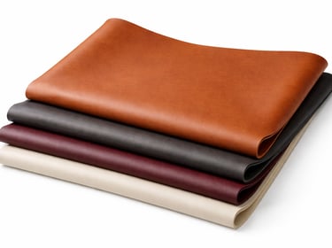 Finished leather sheets with smooth surface and uniform finish.
